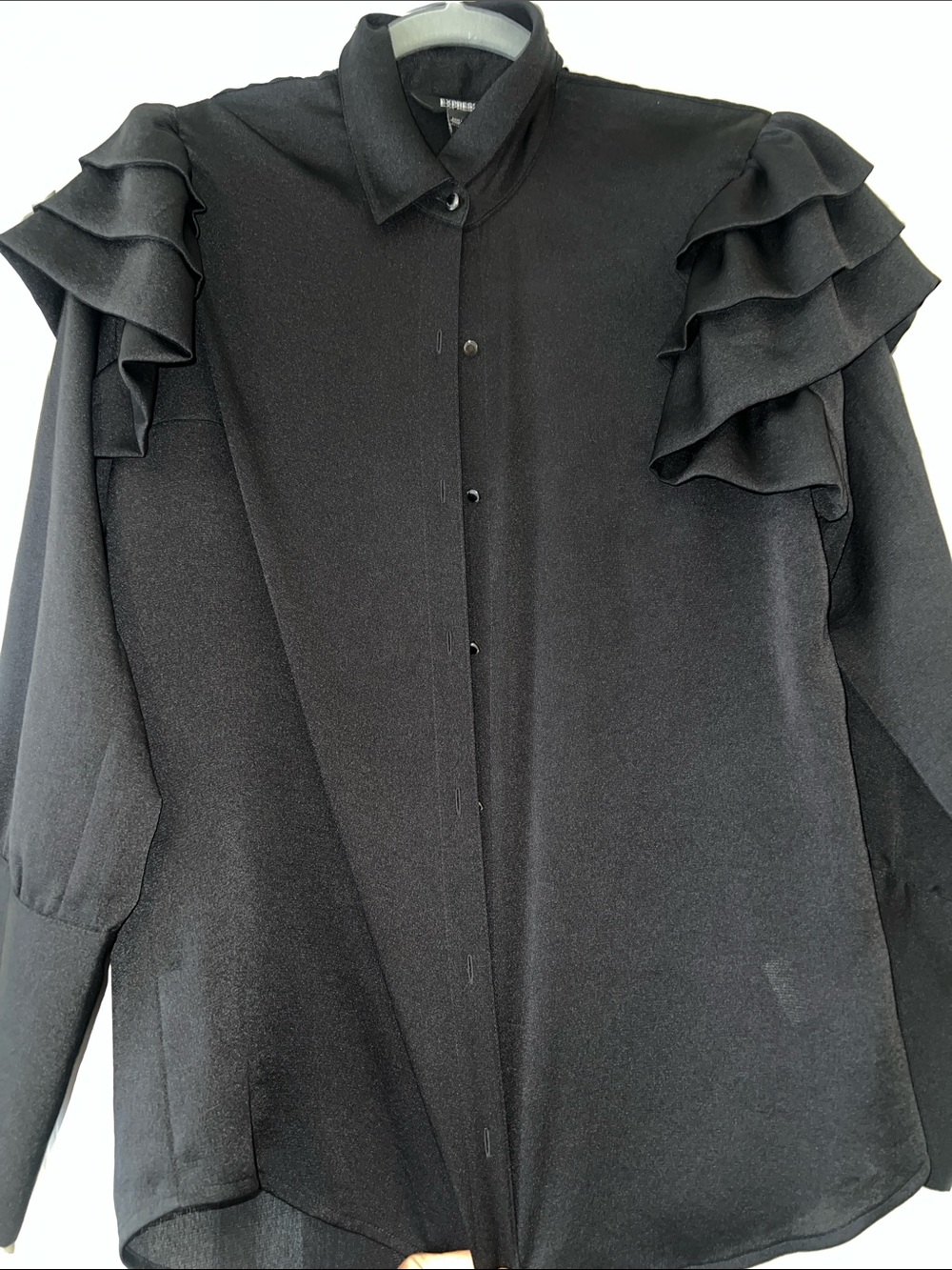 Express Black Ruffle Shoulder